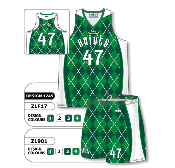 Athletic Knit Custom Sublimated Girls Racer Back Lacrosse Uniform Set Design 1245 (ZLFS17-1245)